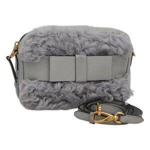 Miu Miu Shoulder Bag Leather Gray Auth BD1196AV